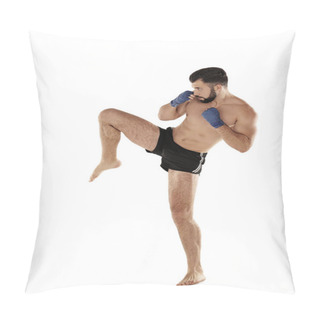 Personality  Male Kickboxer On Background Pillow Covers