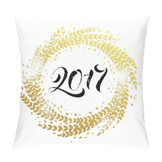 Personality  Glitter Decoration Golden Wreath Happy New Year Greeting Card Pillow Covers