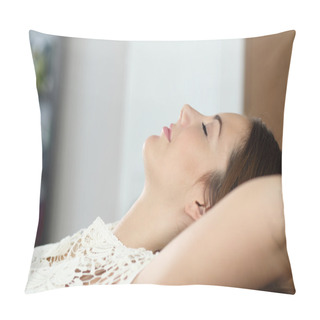 Personality  Woman Relaxing And Sleeping On The Couch At Home Pillow Covers
