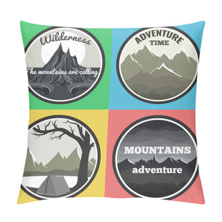 Personality  Set Of Camping Emblems, Pillow Covers