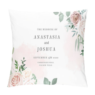Personality  Ivory Beige And Dusty Rose, White Peony, Protea, Ranunculus, Eucalyptus Pillow Covers