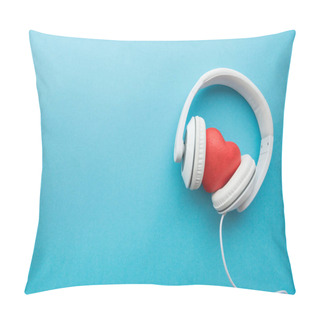 Personality  Headphones With Red Heart Sign Pillow Covers