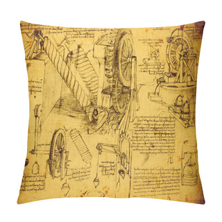 Personality  Old Engineering Drawing Pillow Covers