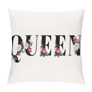 Personality  Floral Queen Word Typography On A Beige Background Pillow Covers