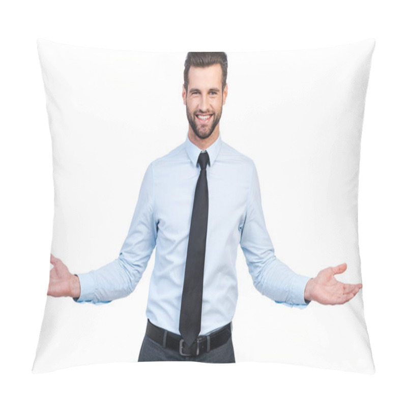 Personality  Man In Shirt And Tie Stretching Out Hands Pillow Covers