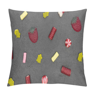 Personality  Candy Sweets Abstract Minimal Food Dark Background Top View Pillow Covers