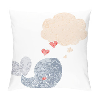 Personality  Cartoon Whale In Love And Thought Bubble In Retro Textured Style Pillow Covers