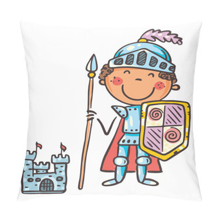 Personality  Child In Costume Of Fairytale Character Like Knight, Cartoon Clipart Pillow Covers
