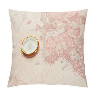 Personality  Golden Compass On Vintage World Map  Pillow Covers