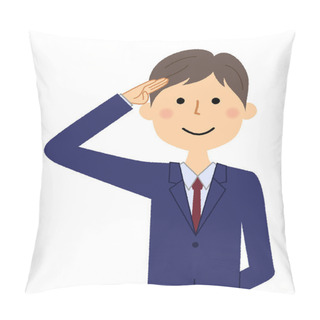 Personality  Businessman, Salute/It Is An Illustration Of A Businessman Who Salutes. Pillow Covers