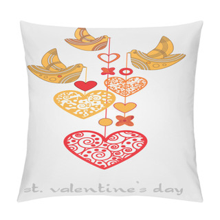Personality  Vector Background With Birds And Hearts. Pillow Covers