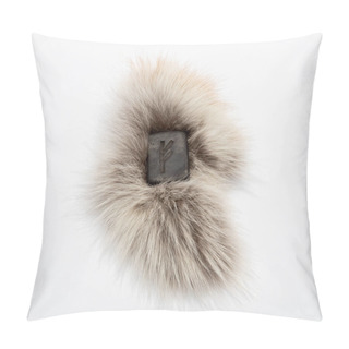 Personality  Norse Rune Fehu, Isolated On Fur And White Background. Wealth, Creativity, Passion, Fire. Rune Fehu Is Associated With The Scandinavian Goddess Freya. Pillow Covers