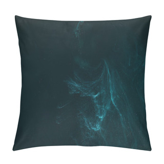 Personality  Abstract Artistic Background With Turquoise Paint On Black  Pillow Covers