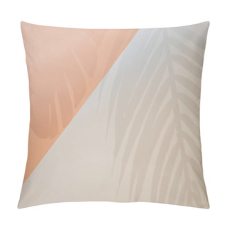 Personality  Top View Of Green Tropical Leaf Shadow On The Wall. Flatlay. Minimal Summer Concept With Palm Tree Leaf, Copyspace. Pillow Covers