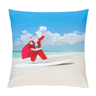 Personality  Santa Claus Windsurfer At Beach Pillow Covers