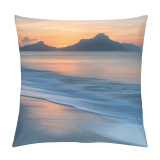 Personality  Wallpaper Blending The Serene Beauty Of Ocean Sunsets With Majestic Mountain Panoramas, Infused With Candy Colors And Zen Garden Tranquility Pillow Covers