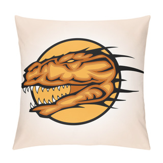 Personality  Vector Illustration Of A Dinosaur Head Snapping Set Inside Circle. Pillow Covers