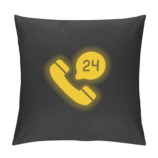 Personality  24 Hours Yellow Glowing Neon Icon Pillow Covers