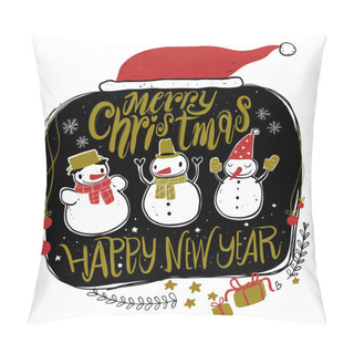 Personality  Doodle Christmas Season Icons And Vintage Graphic Elements. Chalkboard Effect. Pillow Covers
