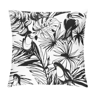 Personality  Tropical Floral Summer Seamless Pattern With Palm Beach Leaves A Pillow Covers