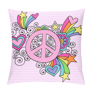 Personality  Peace Sign Flower Power Groovy Psychedelic Doodles Vector Pillow Covers
