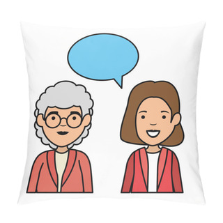 Personality  Cute Grandmother And Daughter Talking Pillow Covers