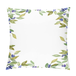 Personality  Watercolor  Floral  Blueberry Frame. Could Be Used For Wedding Invites, Autumn Festivals, Sales,  Greeting Cards, Back To School Cards And Other Autumn Events. Pillow Covers