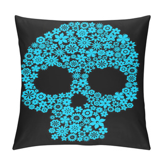 Personality  Human Skull With Flower Elements Pillow Covers