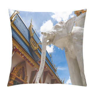 Personality  Bottom View Of White Elephant Sculpture At Thai Temple Pillow Covers