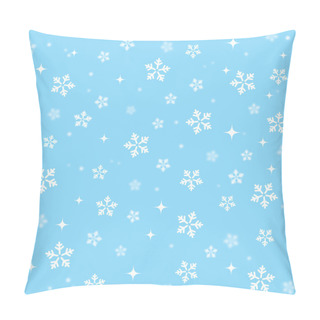 Personality  Snowflakes On Blue Sky - Christmas Seamless Background Pillow Covers