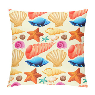 Personality  Seamless Background With Seashells And Starfish Pillow Covers
