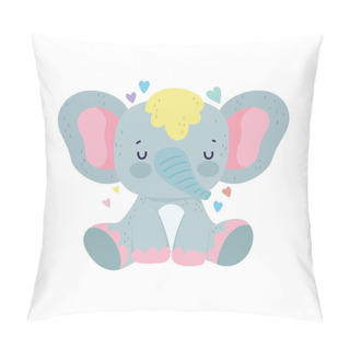 Personality  Baby Shower Cute Elephant Sitting With Hearts Love Cartoon Pillow Covers