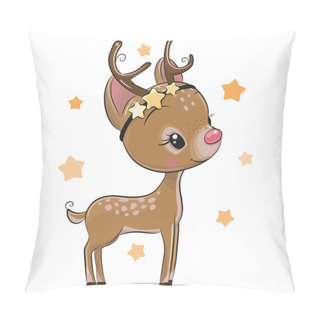 Personality  Cute Cartoon Christmas Deer Isolated On A White Background Pillow Covers