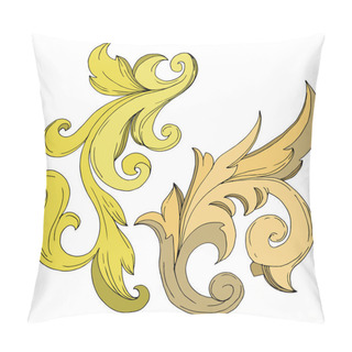 Personality  Vector Golden Monogram Floral Ornament. Black And White Engraved Ink Art. Isolated Ornament Illustration Element Pillow Covers