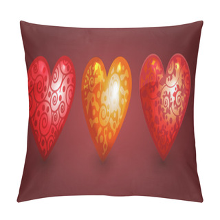 Personality  Three Hearts. Vector Illustration Pillow Covers