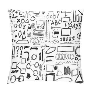 Personality  Set Hand Drawn, Doodle, Shapes, Circle, Square, Line, Numbers, Triangle Pillow Covers