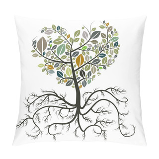 Personality  Heart Shaped Tree With Roots Isolated On White Background Pillow Covers