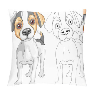 Personality  Vector Coloring Book Of Smiling Puppy Dog Jack Russell Terrier Pillow Covers