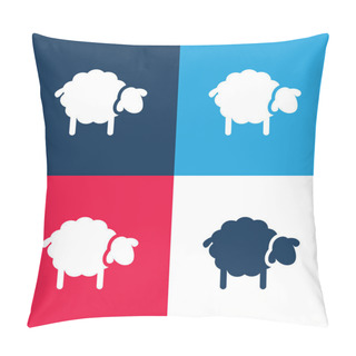 Personality  Black Sheep Blue And Red Four Color Minimal Icon Set Pillow Covers