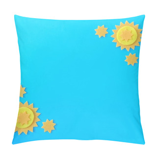 Personality  Blue Background With Yellow Stars And Copy Space Pillow Covers