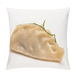 Personality  Close Up View Of Delicious Chinese Boiled Dumpling On White Background Pillow Covers