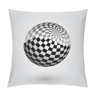 Personality  Black And White Checkered Sphere. Vector Illustration. Pillow Covers