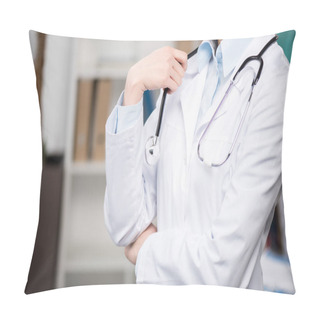 Personality  Doctor In White Coat With Stethoscope Pillow Covers