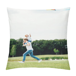 Personality  Father And Son Playing With Kite Pillow Covers