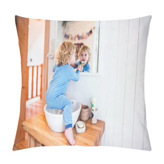 Personality  Toddler Boy In A Dangerous Situation In The Bathroom. Pillow Covers