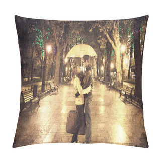 Personality  Couple Walking At Alley In Night Lights. Photo In Vintage Multic Pillow Covers