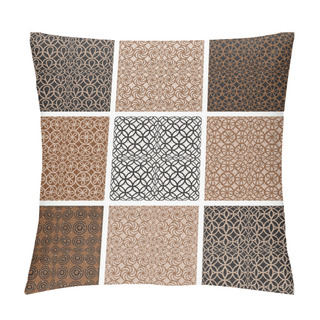 Personality  Monochrome Brown Vintage Style Tiles Seamless Patterns Set. Pillow Covers