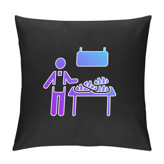 Personality  Bakery Vendor Blue Gradient Vector Icon Pillow Covers
