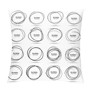 Personality  Set Of 16 Hand Drawn Scribble Circles Pillow Covers