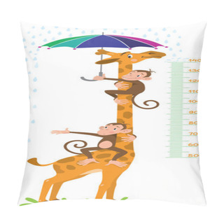 Personality  Giraffe And Monkeys. Meter Wall Or Height Chart Pillow Covers